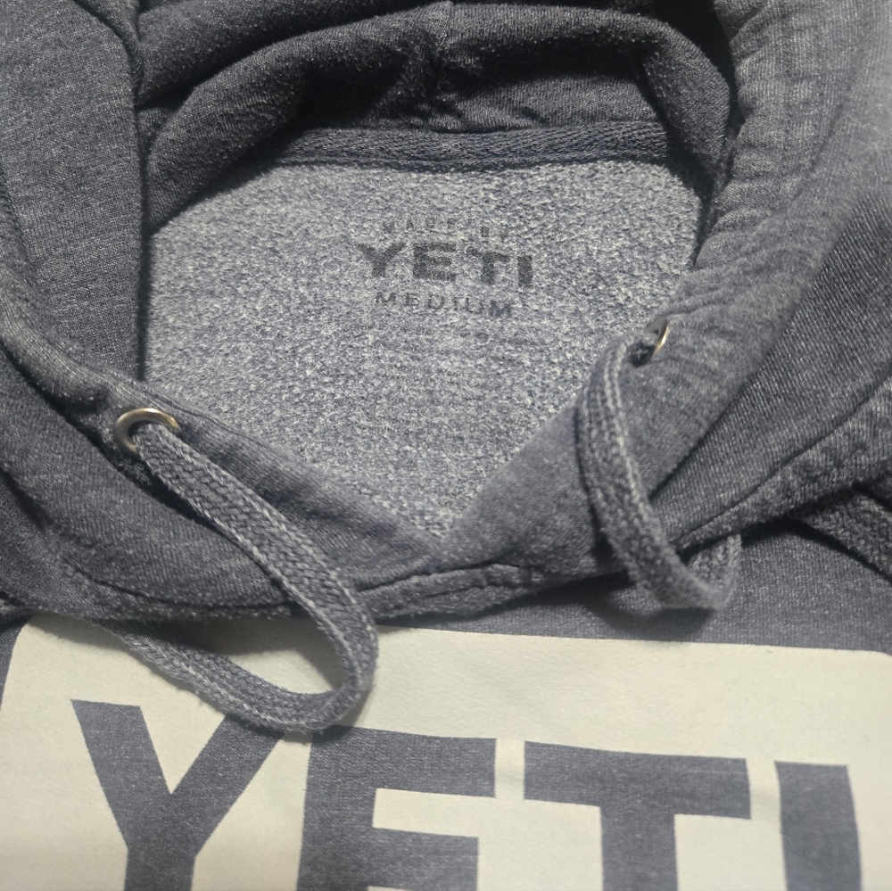 Yeti Logo Pullover Hoodie Blue-Gray Men's Sz M Yeti Coolers Camping Outdoors - Picture 3 of 7